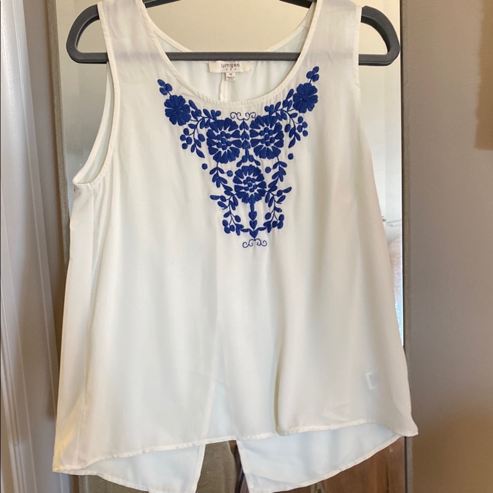 Umgee Ivory Top with  Embroidery BOHEMIAN FLOWY